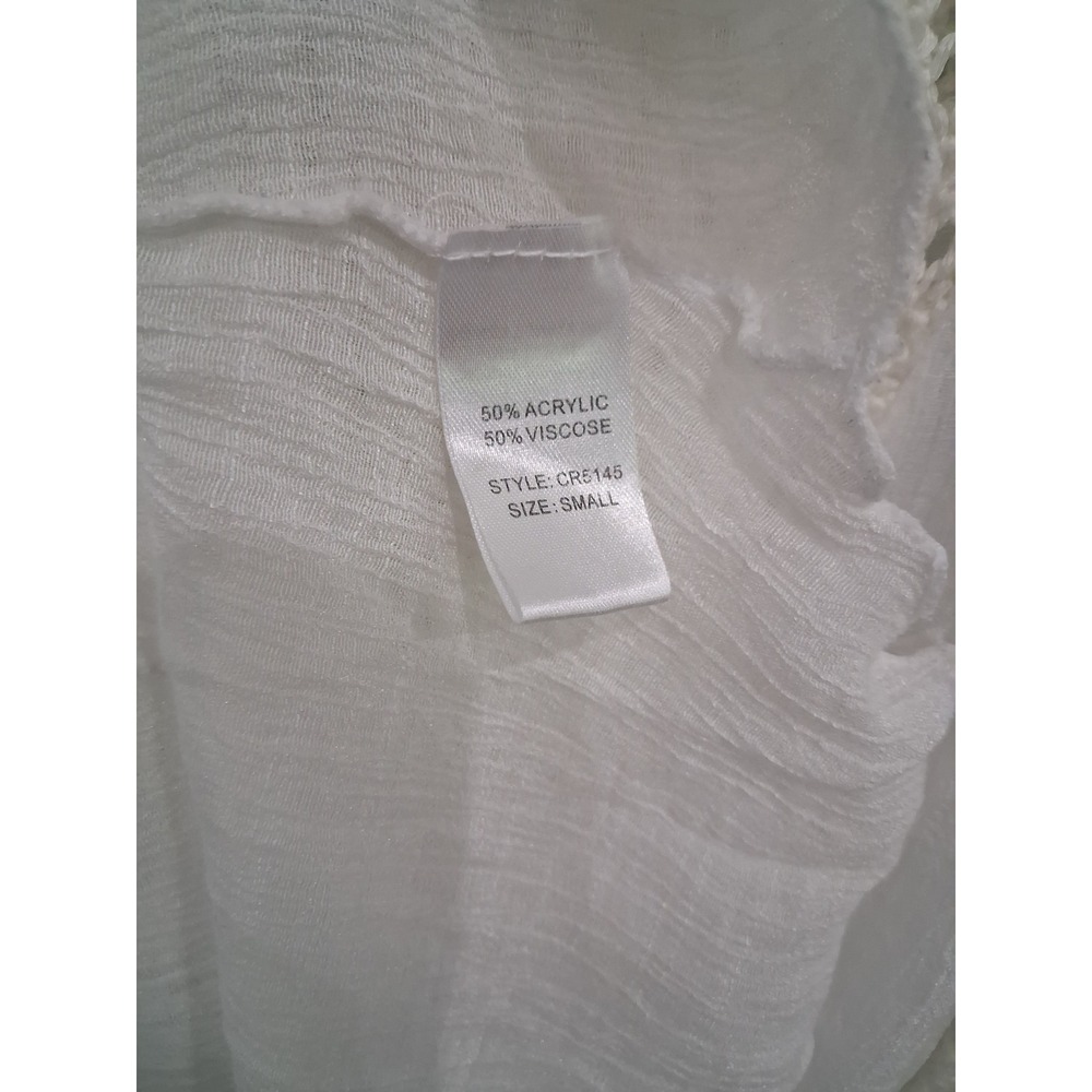 South Moon Under Womens White Crochet Gauzy Mixed Media Handkerchief Tunic Top S - Picture 7 of 8